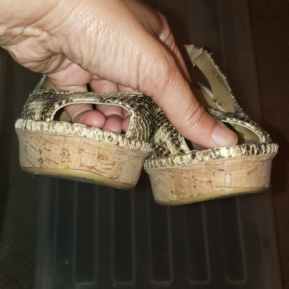 Stuart Weitzman Python Print Leather Wedges - image 5